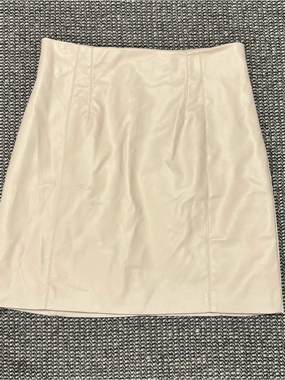 Very J Cream Faux Leather Mini Skirt